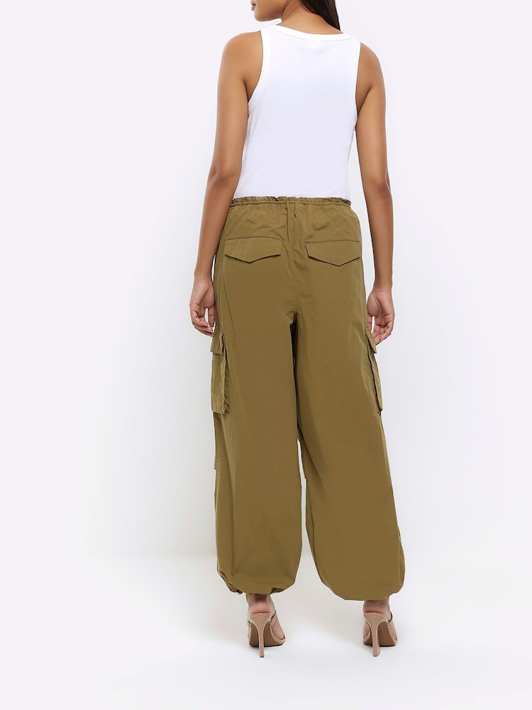 River Island Green Cargo Parachute Trousers - Image 2 of 4