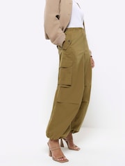River Island Green Cargo Parachute Trousers - Image 3 of 4