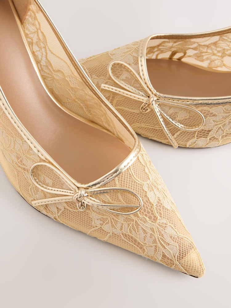 Gold Forever Comfort® Lace Bow Court Heels - Image 6 of 6 Gold Forever Comfort® Lace Bow Court Heels - Image 6 of 6