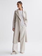 Reiss Stone Lucia Long Wool Blend Blindseam Coat - Image 1 of 5