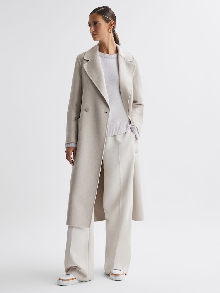 Reiss Stone Lucia Long Wool Blend Blindseam Coat - Image 1 of 5