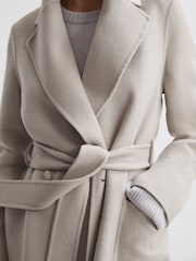 Reiss Stone Lucia Long Wool Blend Blindseam Coat - Image 3 of 5
