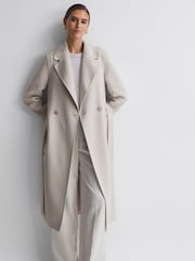 Reiss Stone Lucia Long Wool Blend Blindseam Coat - Image 4 of 5
