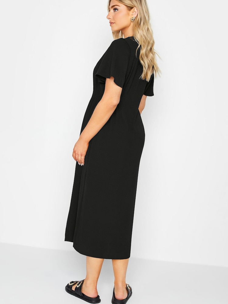 M&Co Black Shirred Waist Button Dress - Image 2 of 4