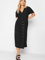 M&Co Black Shirred Waist Button Dress - Image 3 of 4