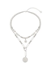 Bibi Bijoux Silver Tone Double Layer Ball & Disc Festivity Necklace - Image 1 of 5