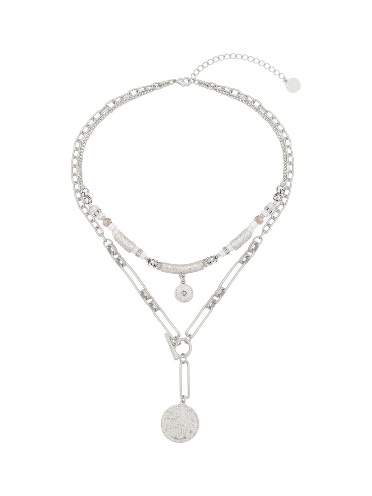 Bibi Bijoux Silver Tone Double Layer Ball & Disc Festivity Necklace - Image 1 of 5
