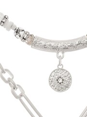 Bibi Bijoux Silver Tone Double Layer Ball & Disc Festivity Necklace - Image 4 of 5