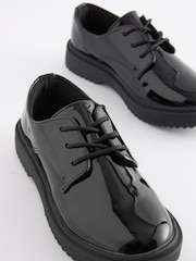 Schwarzes Lackleder - Schnürschuhe für die Schule - Image 3 of 6