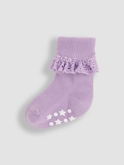 JoJo Maman Bébé Lilac Pastel 3-Pack Frilly Socks - Image 2 of 4