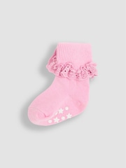 JoJo Maman Bébé Lilac Pastel 3-Pack Frilly Socks - Image 4 of 4