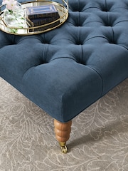 Laura Ashley Baran Chenille Seaspray Blue Ropsley Footstool - Image 2 of 7