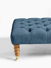 Laura Ashley Baran Chenille Seaspray Blue Ropsley Footstool - Image 3 of 7