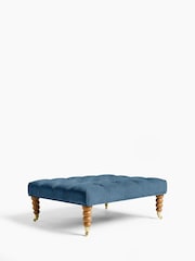 Laura Ashley Baran Chenille Seaspray Blue Ropsley Footstool - Image 6 of 7