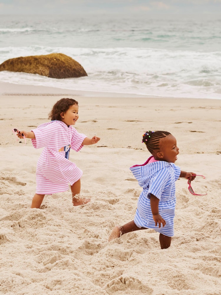 JoJo Maman Bébé Cornflower Stripe Towelling Zip-Up Dress - Image 2 of 3