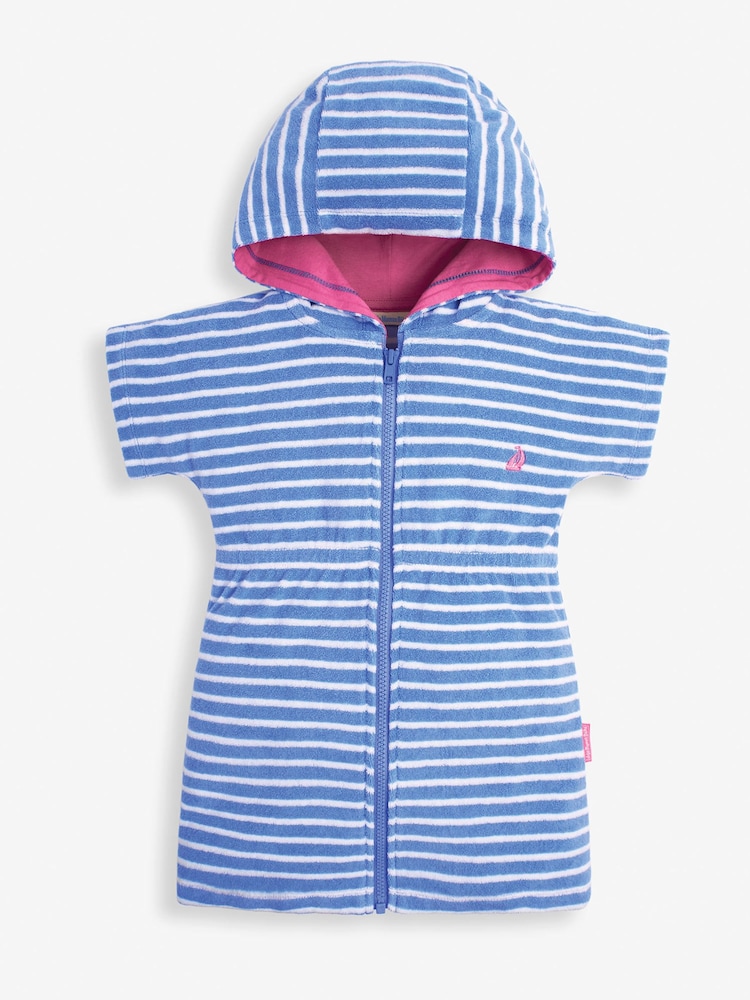 JoJo Maman Bébé Cornflower Stripe Towelling Zip-Up Dress - Image 3 of 3