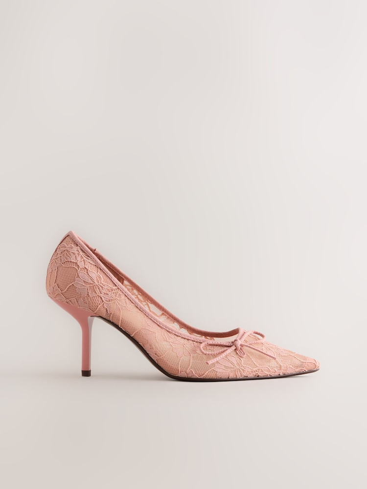 Nude Forever Comfort® Lace Bow Court Heels - Image 1 of 6 Nude Forever Comfort® Lace Bow Court Heels - Image 1 of 6