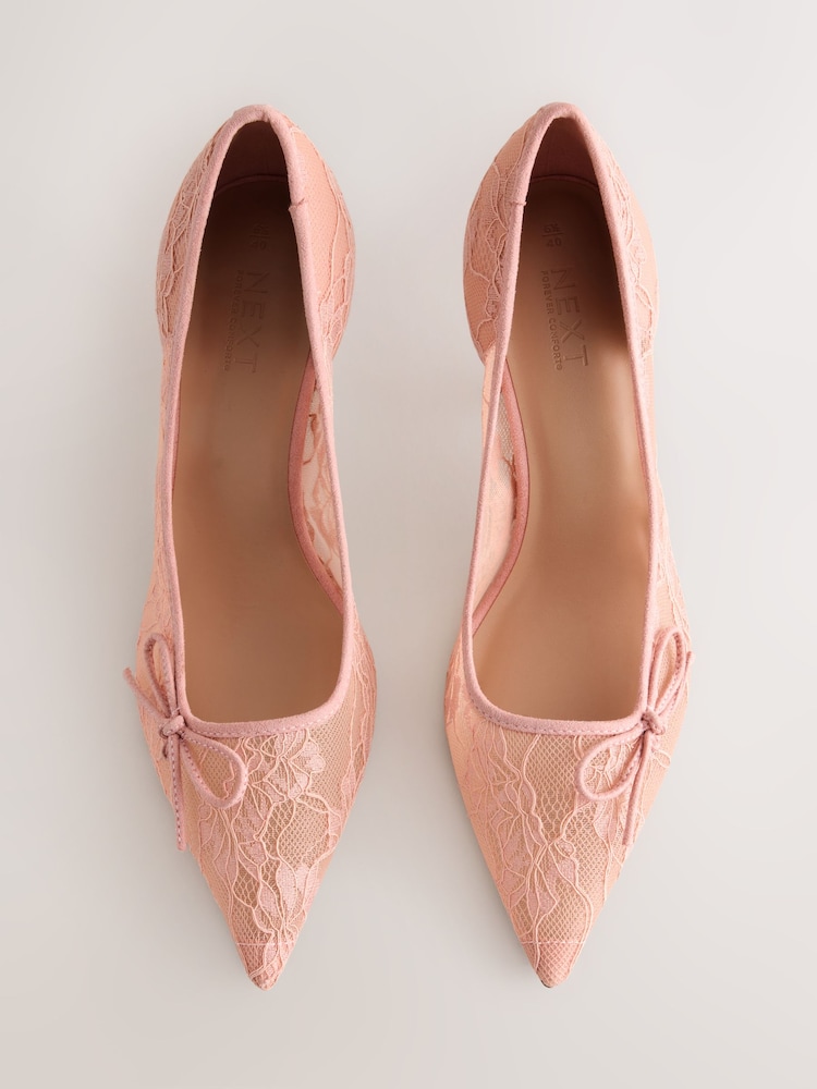 Nude Forever Comfort® Lace Bow Court Heels - Image 2 of 6 Nude Forever Comfort® Lace Bow Court Heels - Image 2 of 6