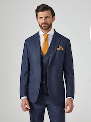 Skopes Blue Tailored Fit Woolf Check Suit: Jacket - Image 1 of 5