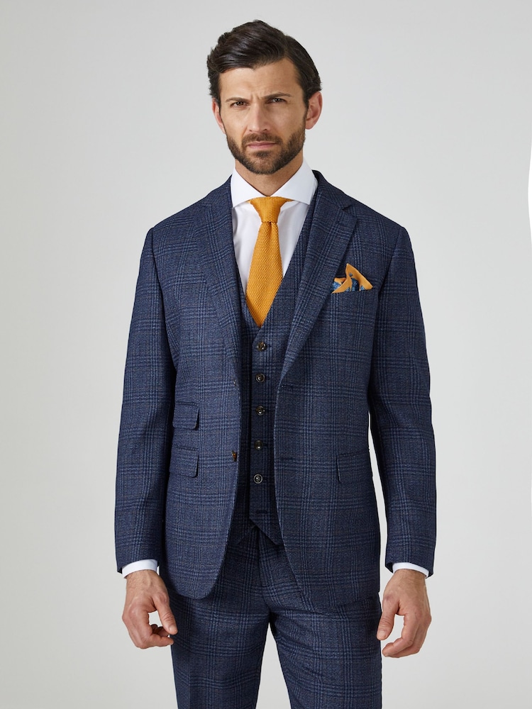 Skopes Blue Tailored Fit Woolf Check Suit: Jacket - Image 1 of 5