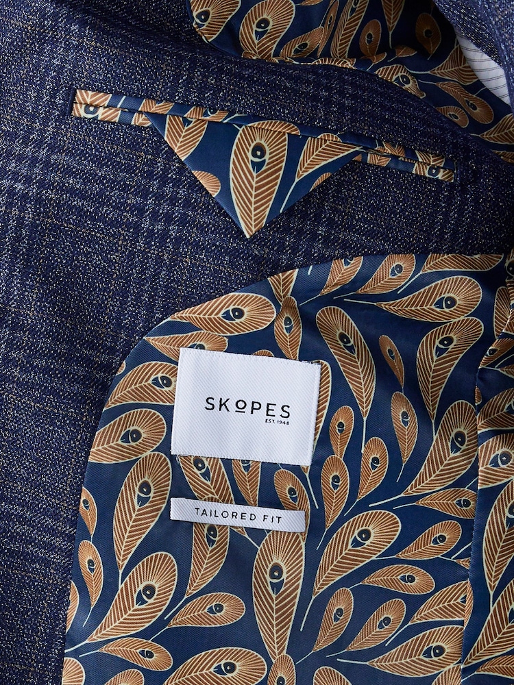 Skopes Blue Tailored Fit Woolf Check Suit: Jacket - Image 5 of 5