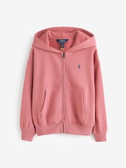Polo Ralph Lauren Pink Zip Through Jersey Hoodie - Image 1 of 1