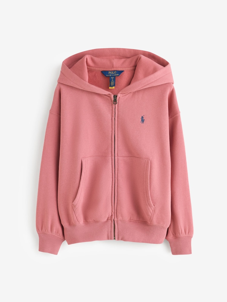 Polo Ralph Lauren Pink Zip Through Jersey Hoodie - Image 1 of 1 Polo Ralph Lauren Pink Zip Through Jersey Hoodie - Image 1 of 1