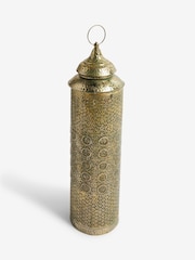 Gold Extra Large Patterned Cutout Metal Lantern - Image 4 of 5