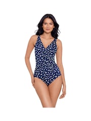 Miraclesuit Navy Tummy Control Oceanus Polka Dot Plunge Swimsuit - Image 2 of 5