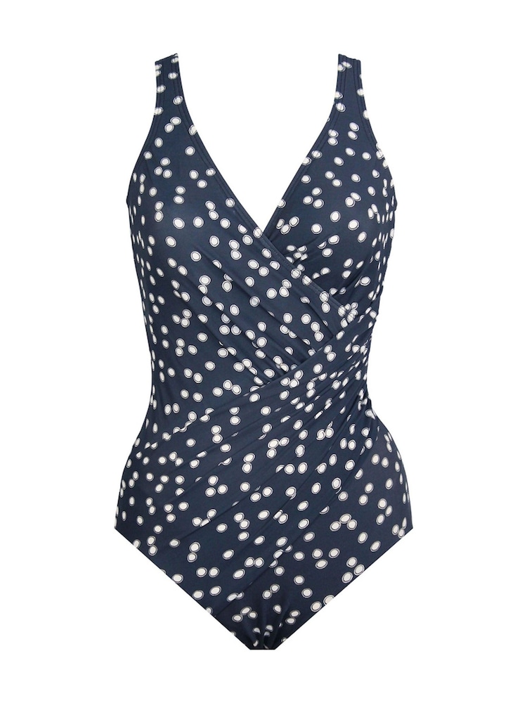 Miraclesuit Navy Tummy Control Oceanus Polka Dot Plunge Swimsuit - Image 5 of 5