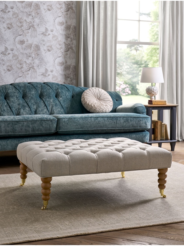 Laura Ashley Vivienne Soft Silver Ropsley Footstool - Image 1 of 7