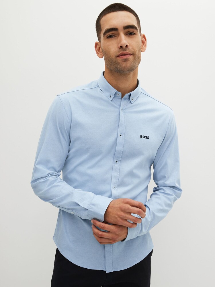 BOSS Blue Biado Long Sleeve Jersey Shirt - Image 1 of 4