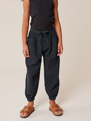 Charcoal Grey 100% Cotton Textured Pull-On Trousers (3-16yrs) - Image 3 of 8