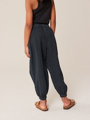Charcoal Grey 100% Cotton Textured Pull-On Trousers (3-16yrs) - Image 4 of 8