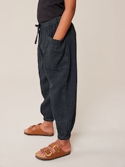 Charcoal Grey 100% Cotton Textured Pull-On Trousers (3-16yrs) - Image 5 of 8