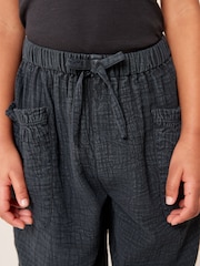 Charcoal Grey 100% Cotton Textured Pull-On Trousers (3-16yrs) - Image 6 of 8