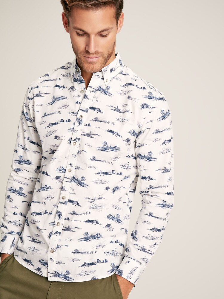 Joules Invitation White Print Cotton Shirt - Image 1 of 7
