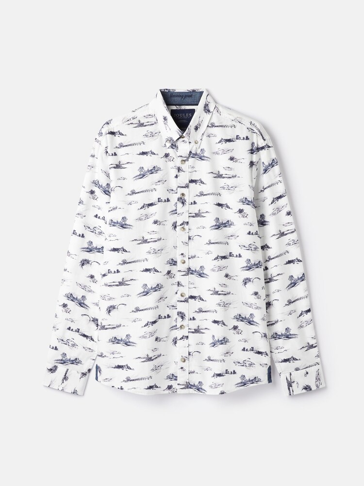 Joules Invitation White Print Cotton Shirt - Image 7 of 7