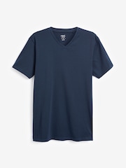 Marineblau/blau - Schmale Passform - Essential T-Shirt mit V-Ausschnitt - Bild 4 von 4