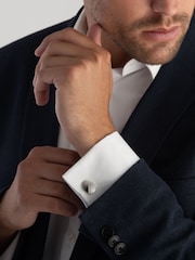 Beaverbrooks Oval Brushed And Polished Men's Cufflinks - Image 4 of 5