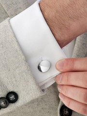 Beaverbrooks Oval Brushed And Polished Men's Cufflinks - Image 5 of 5