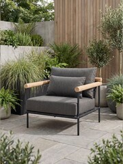 Barker and Stonehouse Black Zanzibar Aluminium Garden Lounge Chair - Image 1 of 10