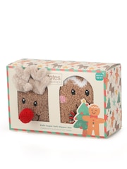 Totes Brown Christmas Super Soft Cosy Slipper Socks 2 Pack - Image 2 of 5