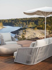 Barker and Stonehouse Coconut Grey Chania Teak and Rope 3 Seater Garden Sofa - Image 2 of 8