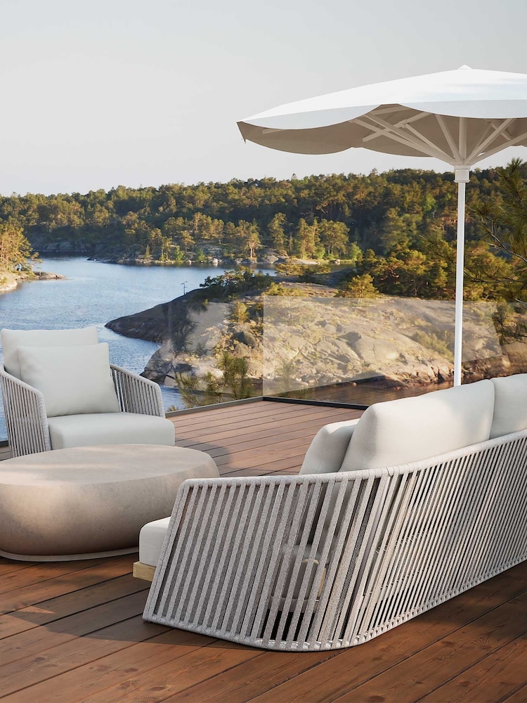 Barker and Stonehouse Coconut Grey Chania Teak and Rope 3 Seater Garden Sofa - Image 2 of 8 Barker and Stonehouse Coconut Grey Chania Teak and Rope 3 Seater Garden Sofa - Image 2 of 8