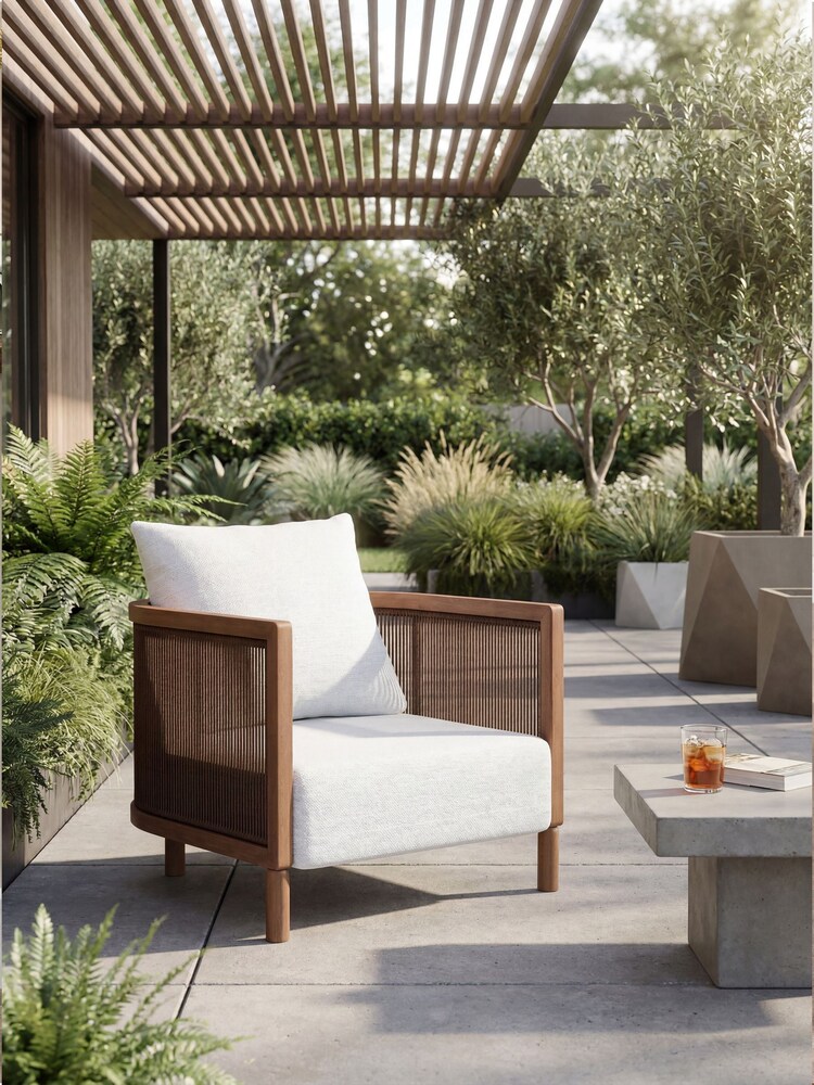 Barker and Stonehouse White Praia Teak Garden Lounge Chair - Image 1 of 6