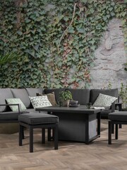 Barker and Stonehouse Dark Grey Fierza 6 Seater Corner Set with Rising Table - Image 1 of 8