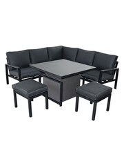 Barker and Stonehouse Dark Grey Fierza 6 Seater Corner Set with Rising Table - Image 4 of 8