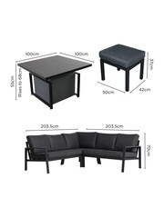 Barker and Stonehouse Dark Grey Fierza 6 Seater Corner Set with Rising Table - Image 7 of 8