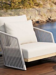 Barker and Stonehouse Coconut Grey Chania Teak and Rope Garden Lounge Chair - Image 2 of 9